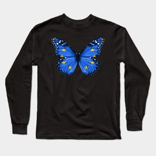 European Union Flag  Butterfly - Gift for European Union From European Union Long Sleeve T-Shirt